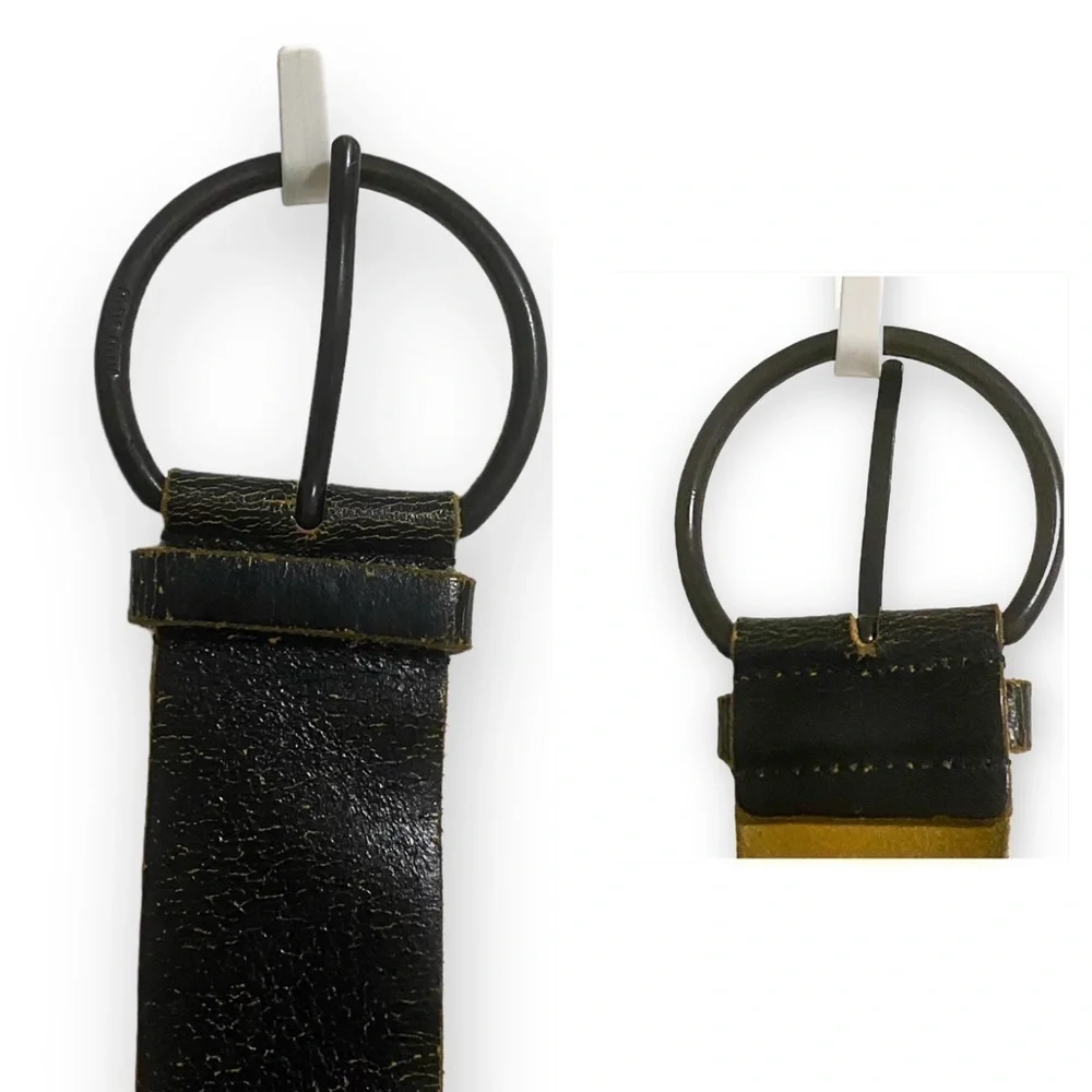Miu Miu Brown Belt, Distressed Leather, Wide, Large Buckle, Size 95/38
